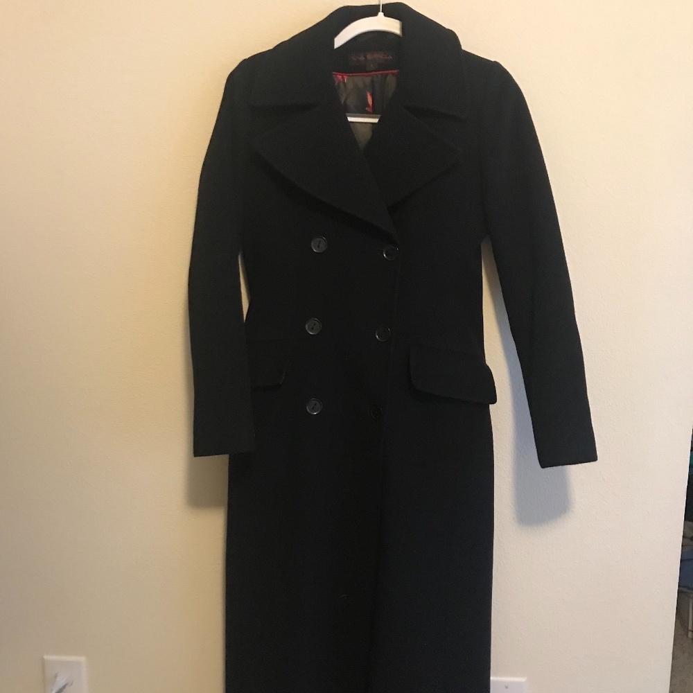 Via Spiga Wool Cashmere Blend Black Trench Coat Size 4